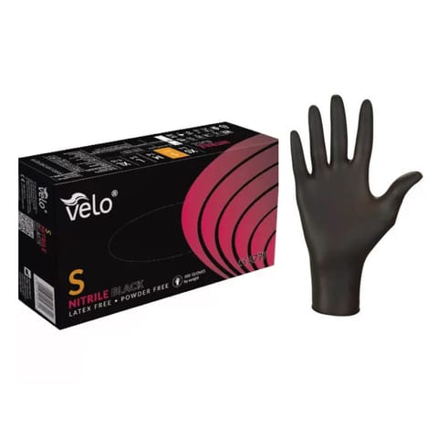 ⁨VELO NITRILE BLACK S Rękawice nitrylowe bezpudrowe, czarne, 100 szt.⁩ w sklepie Wasserman.eu