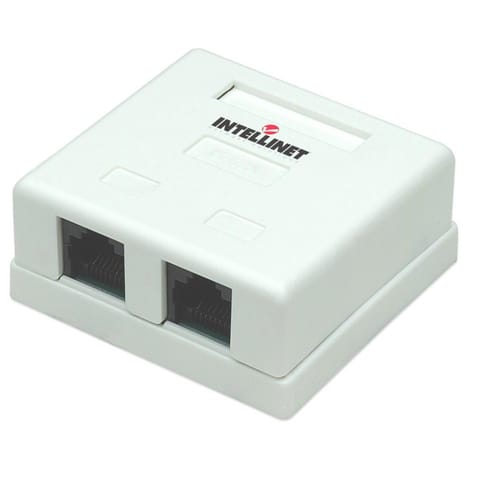 ⁨Gniazdo natynkowe 2x RJ45 Cat5e UTP beżowe⁩ w sklepie Wasserman.eu