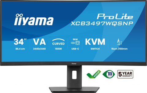 ⁨Monitor 34 cali XCB3497WQSNP-B1 VA,UWQHD,1500R,USB-cDock,KVM⁩ at Wasserman.eu