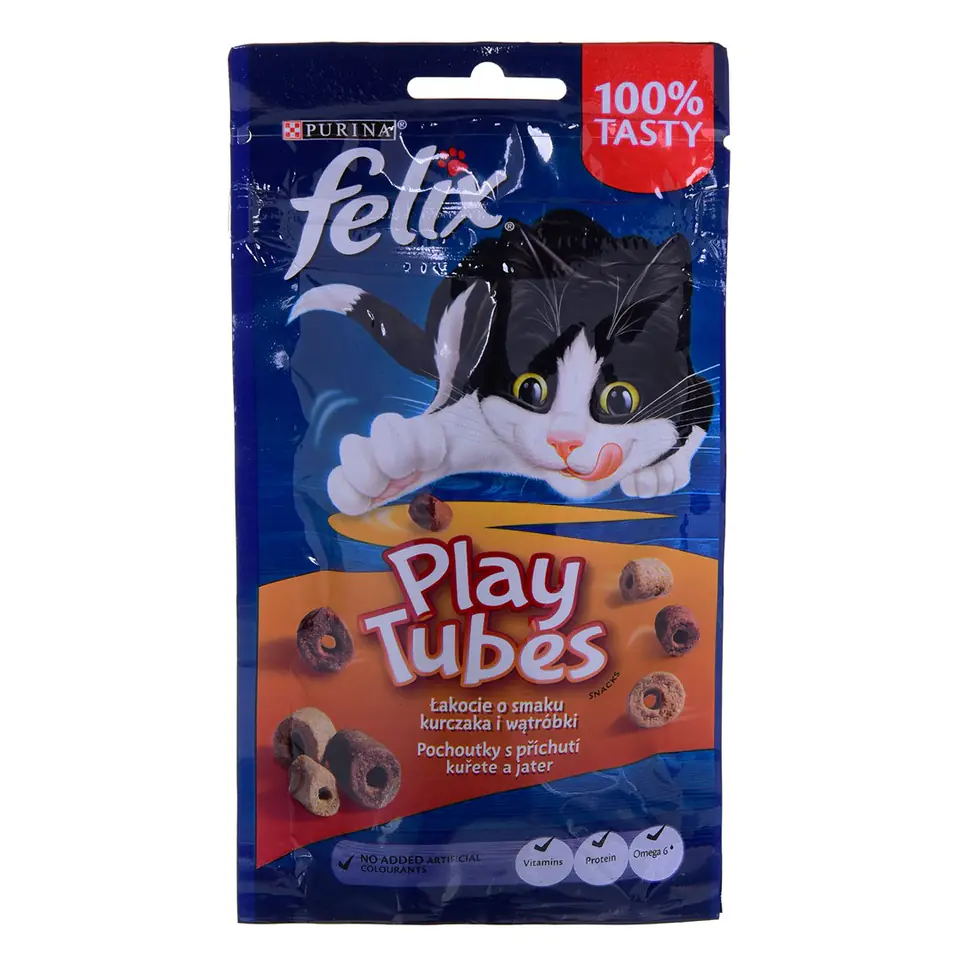 ⁨FELIX Play Tubes Chicken, Liver  - dry cat food - 50 g⁩ at Wasserman.eu