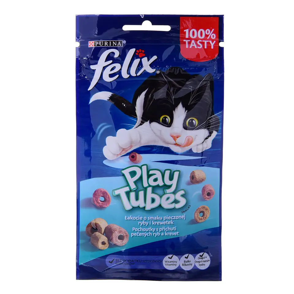 ⁨FELIX Play Tubes Fish, Shrimps  - dry cat food - 50 g⁩ at Wasserman.eu