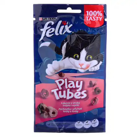⁨FELIX Play Tubes Turkey, Ham  - Trockenfutter für Katzen - 50 g⁩ im Wasserman.eu