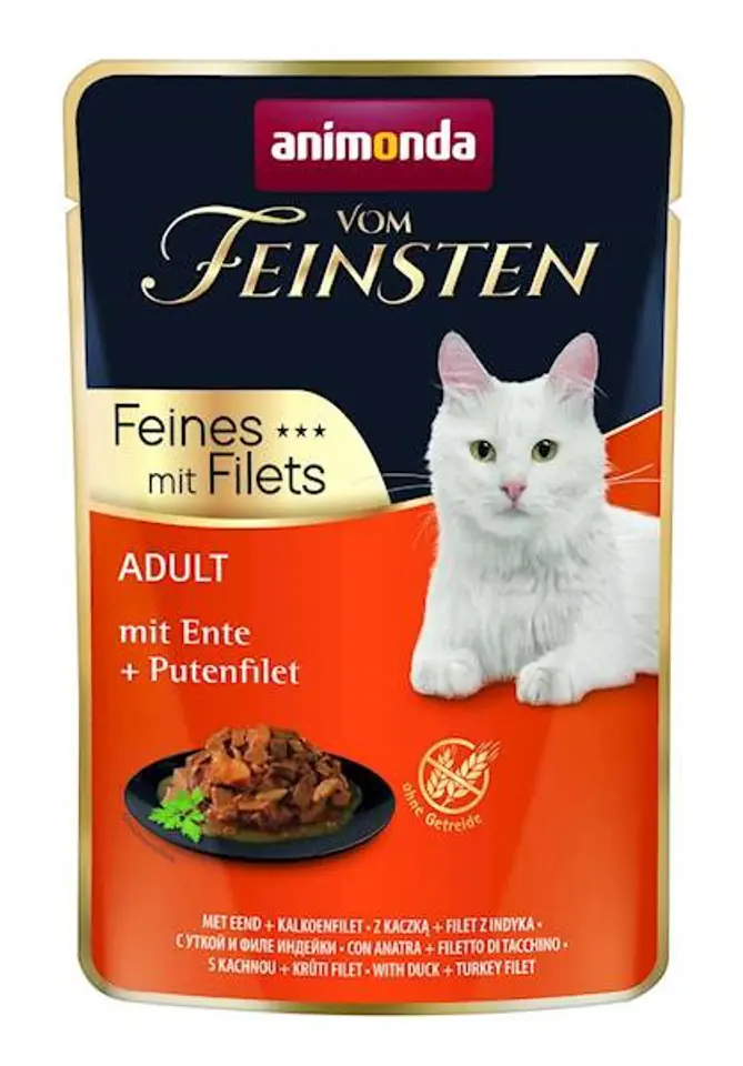 ⁨ANIMONDA vom Feinsten Duck, turkey fillet - wet cat food - 85 g⁩ at Wasserman.eu