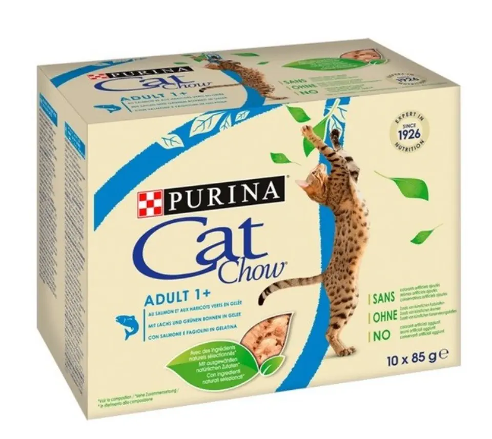 ⁨PURINA Cat Chow Salmon, green bean - wet cat food - 10x85 g⁩ at Wasserman.eu