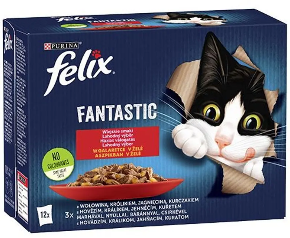 ⁨Felix Fantastic country flavors in jelly beef, chicken, lamb, rabbit - (12 x 85 g)⁩ at Wasserman.eu