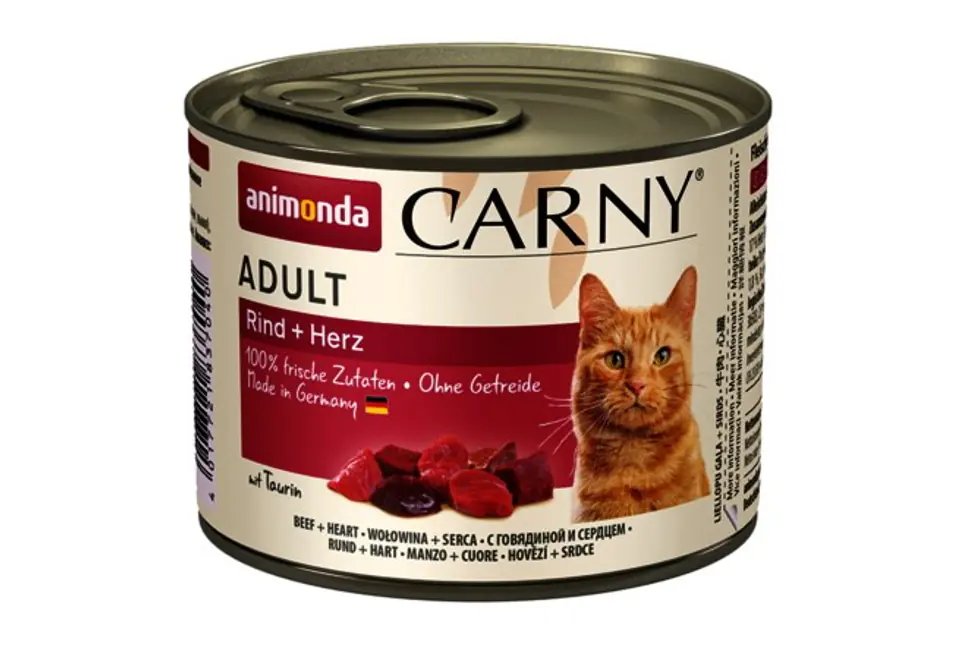 ⁨ANIMONDA Carny Adult smak: wołowina i serca - mokra karma dla kota - 200g⁩ w sklepie Wasserman.eu