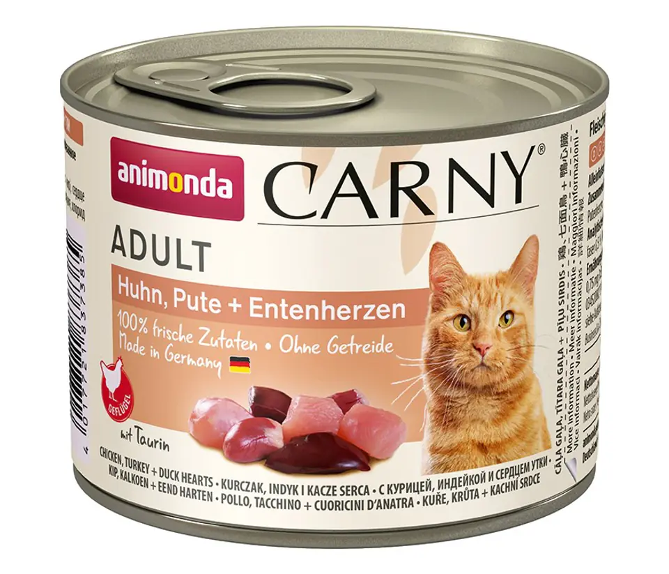 ⁨ANIMONDA Carny Adult flavour: chicken. turkey. duck hearts - wet cat food - 200g⁩ at Wasserman.eu