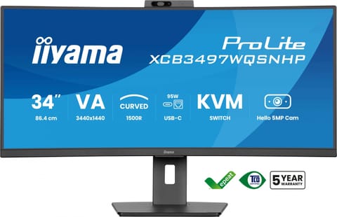 ⁨Monitor 34 cale XCB3497WQSNPH-B1,VA,UWQHD,1500R,USB-C Dock 95W, RJ45, KVM,2x5W, kamera 5MP, /5y/⁩ w sklepie Wasserman.eu