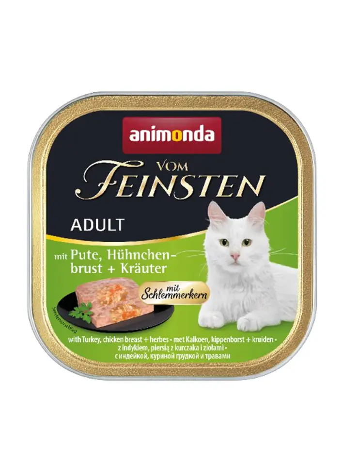 ⁨ANIMONDA Vom Feinsten Classic Cat smak: indyk, pierś z kurczaka + zioła 100g⁩ w sklepie Wasserman.eu