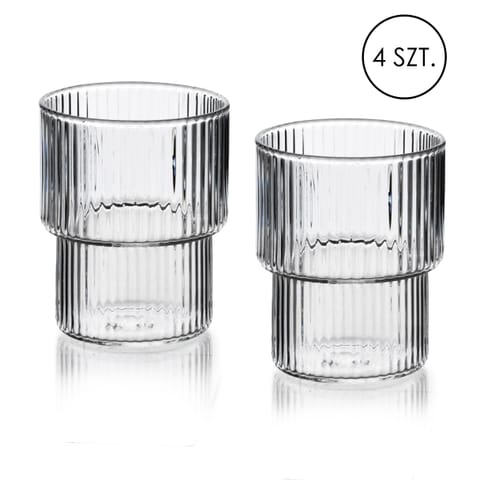 ⁨ELLA STRIPES Komplet 4 szklanek 320ml ze szkła borokrzemowego 8x7x9,7cm⁩ w sklepie Wasserman.eu