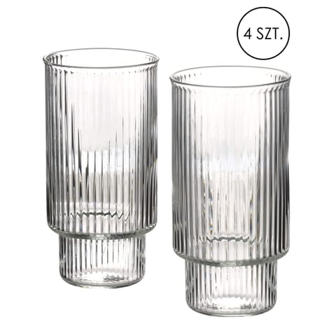 ⁨ELLA STRIPES Komplet 4 szklanek 400ml ze szkła borokrzemowego 7x5,6x14cm⁩ w sklepie Wasserman.eu