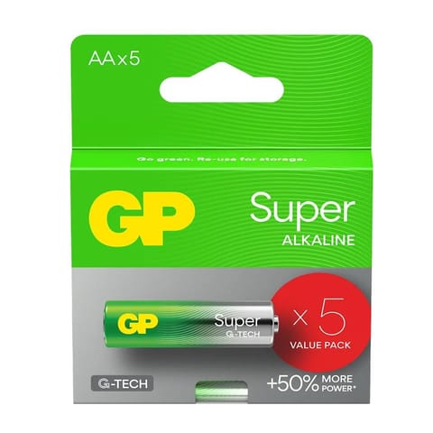 ⁨ALKALINE BATTERIES LR6/ AA GP SUPER 5PCS.⁩ at Wasserman.eu