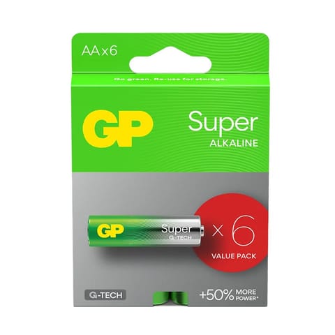 ⁨ALKALINE BATTERIES LR6/ AA GP SUPER 6PCS.⁩ at Wasserman.eu