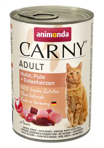 ⁨ANIMONDA Carny Adult Geschmack: Huhn. Truthahn. Entenherzen - Nassfutter für Katzen - 400g⁩ im Wasserman.eu