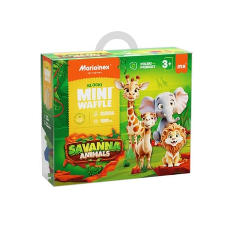 ⁨Blocks Mini Waffle - Animals Savanna 100 pieces⁩ at Wasserman.eu