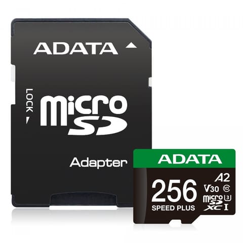 ⁨microSD Speed Plus card 256GB UHS1 U3 V30 A2 180/160 MB/s⁩ at Wasserman.eu