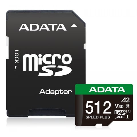 ⁨microSD Speed Plus card 512GB UHS1 U3 V30 A2 180/160 MB/s⁩ at Wasserman.eu