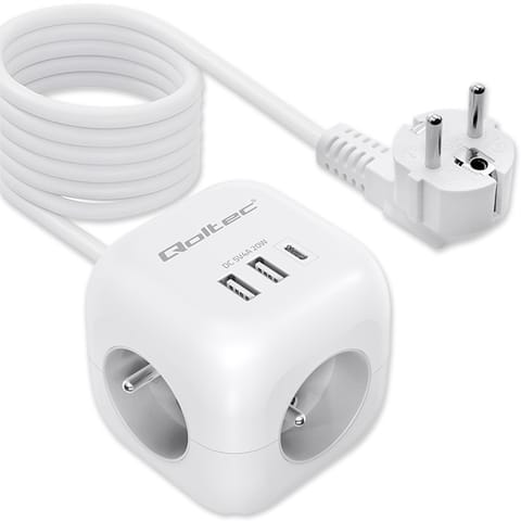 ⁨Power cube 6in1 3x AC 2x USB 1x USB C PD 20W⁩ at Wasserman.eu