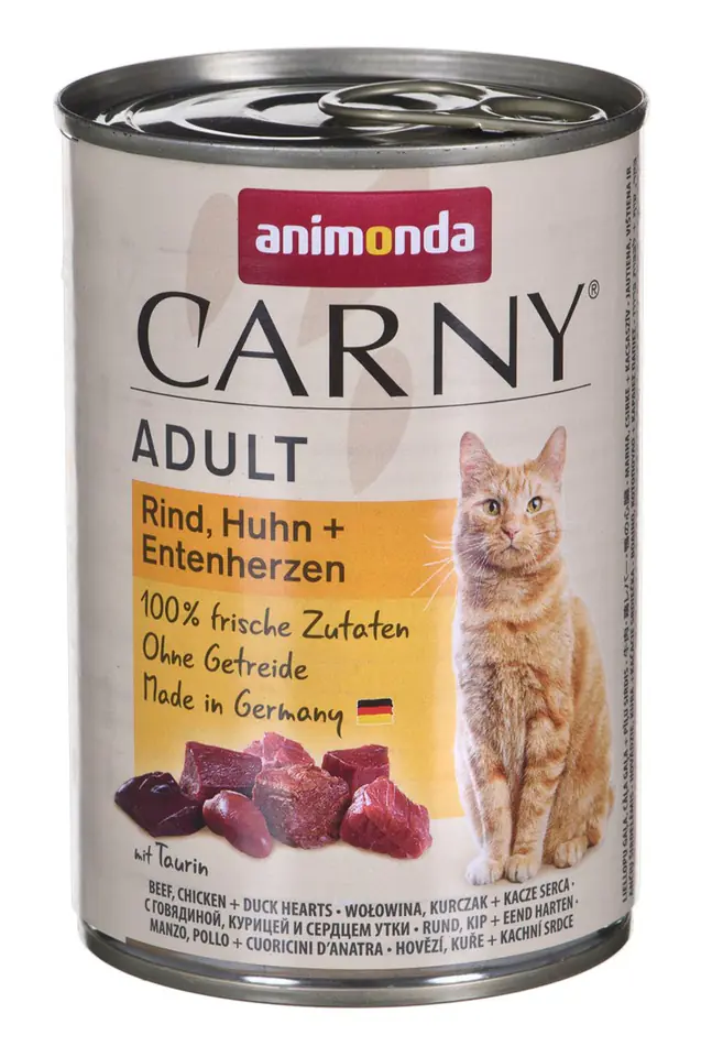 ⁨ANIMONDA Carny Adult smak: wołowina, kurczak i kacze serca - mokra karma dla kota - 400g⁩ w sklepie Wasserman.eu