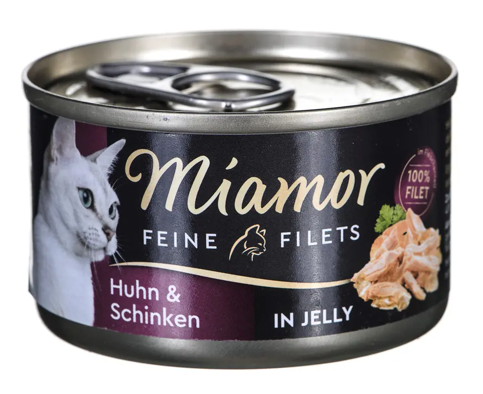 ⁨MIAMOR Feine Filets - filety mięsne smak: kura z szynką i ryżem 100g⁩ w sklepie Wasserman.eu