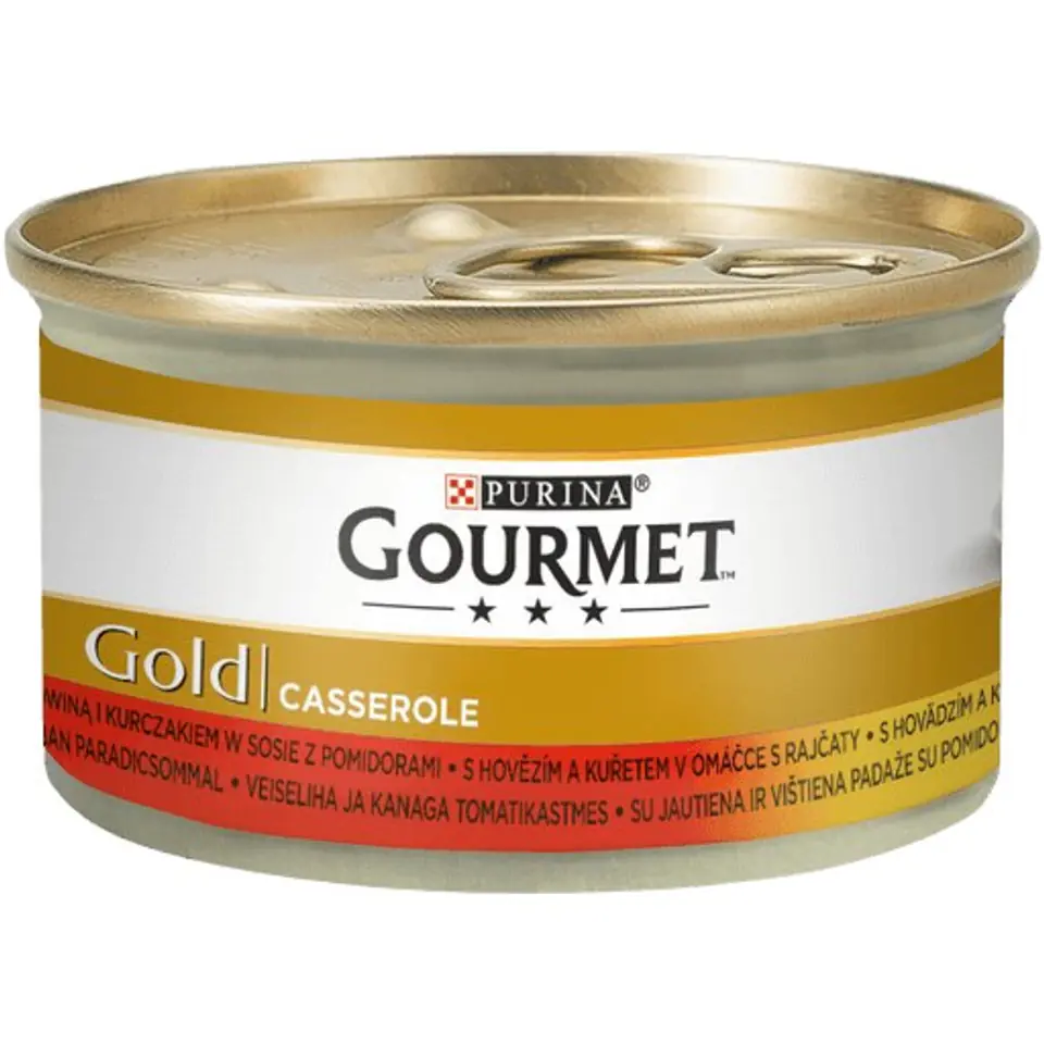 ⁨GOURMET GOLD Wołowina z kurczakiem mix kawałków na parze i w sosie 85g⁩ w sklepie Wasserman.eu