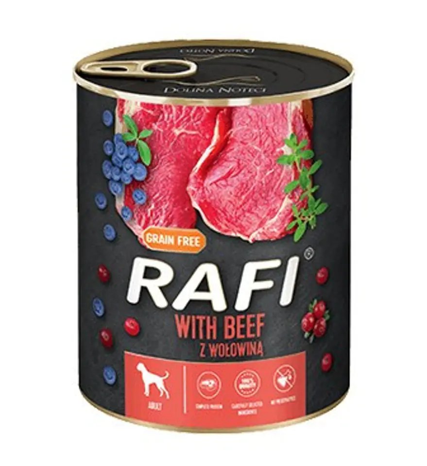 ⁨Dolina Noteci Rafi Wet dog food with beef, blueberries and cranberries - 800g⁩ at Wasserman.eu