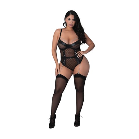 ⁨Magic Silk Phoenix Body 2XL z Łańcuszkami i Podwiązkami, Czarny⁩ w sklepie Wasserman.eu