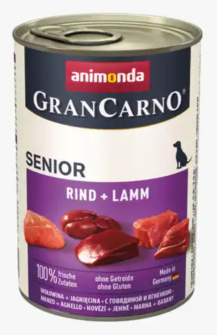 ⁨animonda GranCarno Senior Geschmack: Rind- und Lammfleisch - 400g Dose⁩ im Wasserman.eu