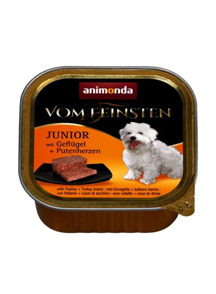 ⁨animonda Vom Feinsten with poultry + turkey hearts Heart, Poultry, Turkey Junior 150 g⁩ at Wasserman.eu