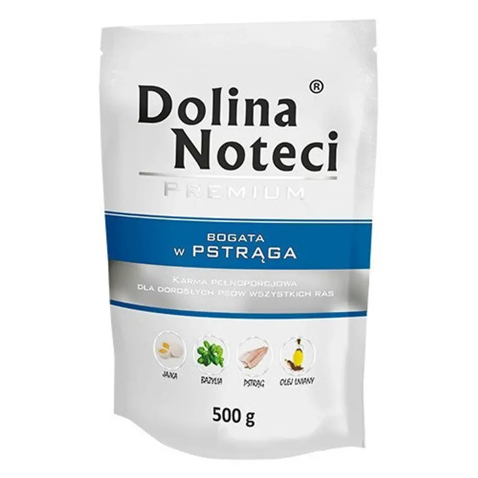 ⁨DOLINA NOTECI Premium bogata w pstrąga - mokra karma dla psa - 500g⁩ w sklepie Wasserman.eu