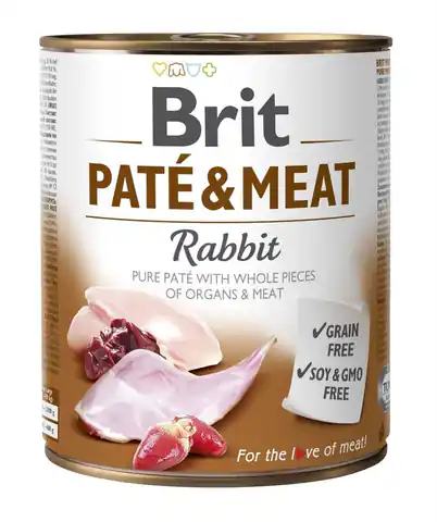 ⁨Wet dog food BRIT PATÉ & MEAT Rabbit 800 g⁩ at Wasserman.eu