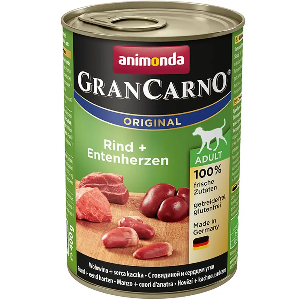 ⁨ANIMONDA Grancarno Adult smak: wołowina i kacze serca 400g⁩ w sklepie Wasserman.eu