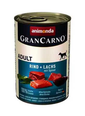 ⁨ANIMONDA Grancarno Adult smak: wołowina, łosoś i szpinak 400g⁩ w sklepie Wasserman.eu