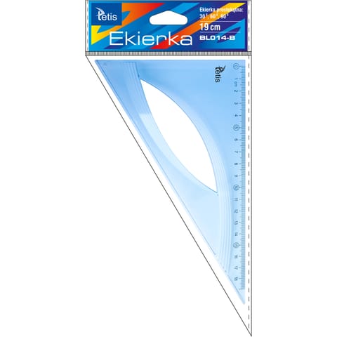 ⁨Ekierka prostokątna 19cm NIEBIESKA BL014-B TETIS⁩ w sklepie Wasserman.eu