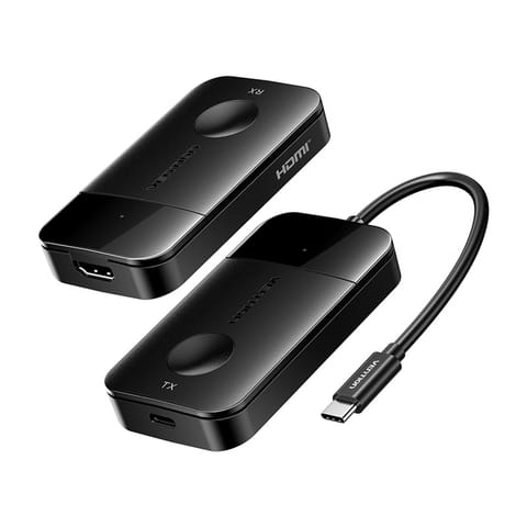 ⁨Bezprzewodowy transmiter / odbiornik Vention USB-C do HDMI 0.15m (czarny)⁩ w sklepie Wasserman.eu