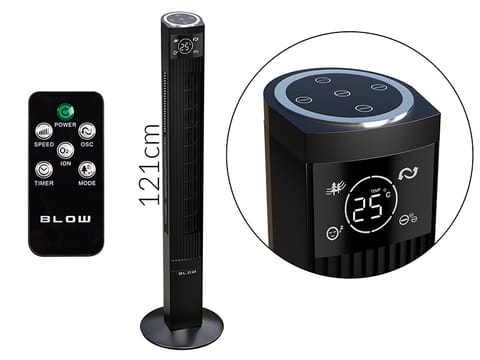 ⁨Wentylator kolumnowy XXL 121cm 90W CZARNY⁩ w sklepie Wasserman.eu