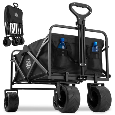 ⁨Wózek ogrodowy plażowy składany KORAL czarny⁩ w sklepie Wasserman.eu