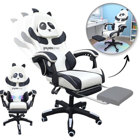 Fotel gamingowy obrotowy PANDA z podnóżkiem i z masażerem KIDS ZONE KO34 w sklepie Wasserman.eu