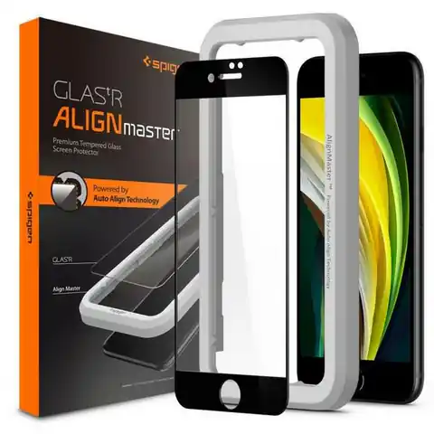 ⁨Spigen Alm Glass FC iPhone 7/8/SE 2020 /2022 szkło hartowane czarna ramka AGL01294⁩ w sklepie Wasserman.eu