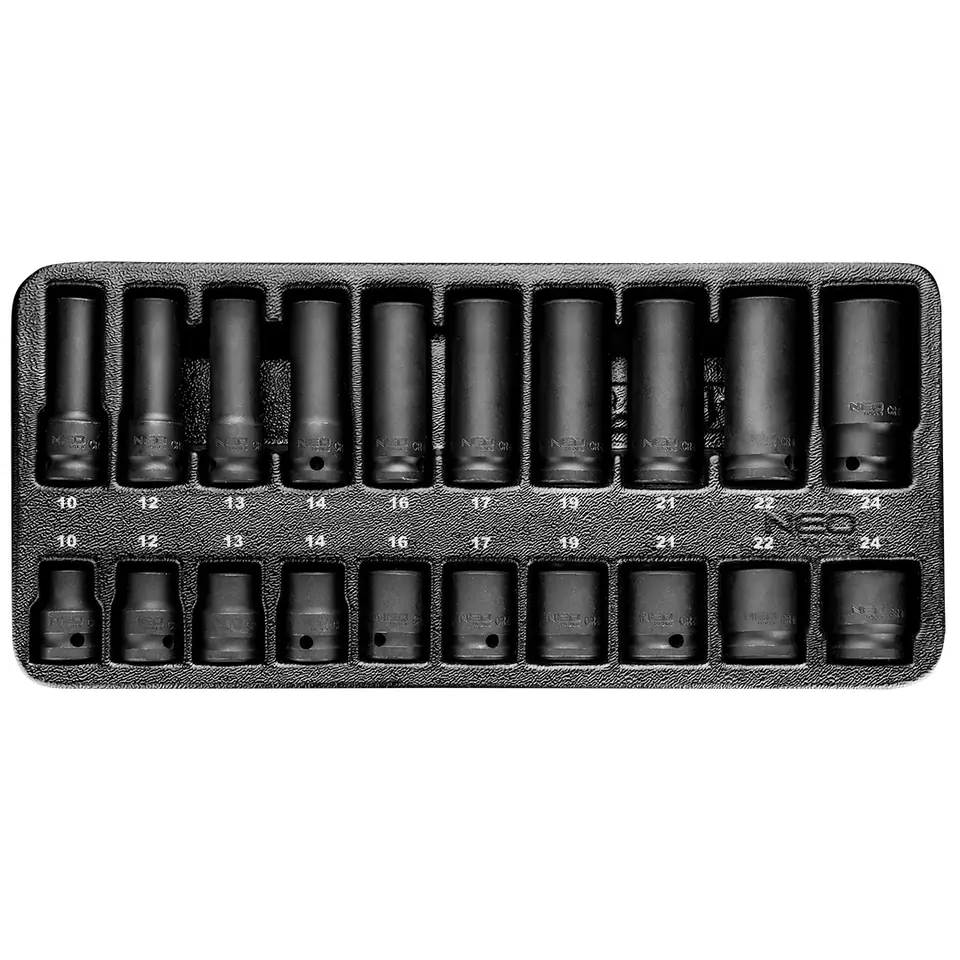 ⁨Impact sockets 1/2", 10-24 mm, set of 20 pcs., insert⁩ at Wasserman.eu