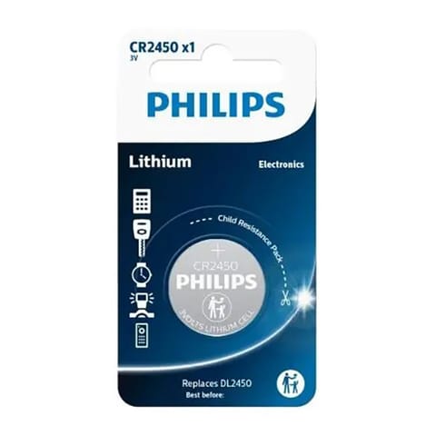 ⁨Bateria litowa, guzikowa, CR2450, 3V, PHILIPS, blistr, 1-pack, CR2450/10B, guzikowa, DL2450⁩ w sklepie Wasserman.eu