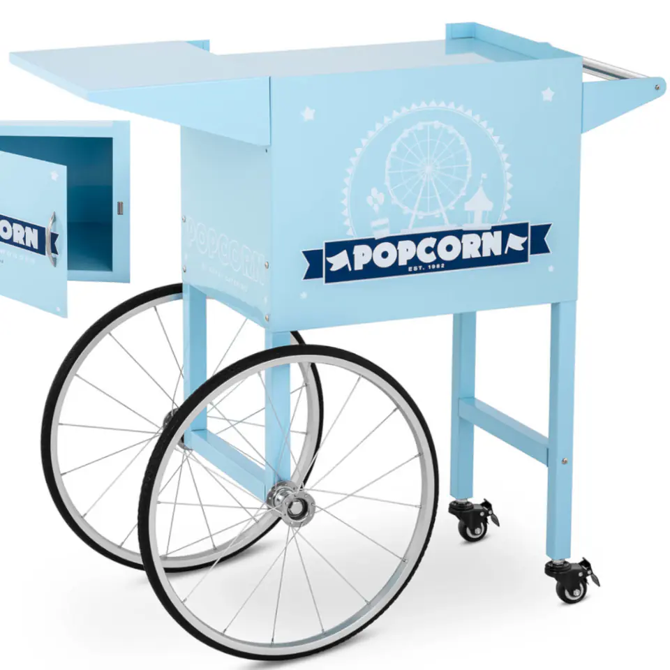 ⁨Popcorn machine base trolley with retro cabinet 51 x 37 cm - blue⁩ at Wasserman.eu