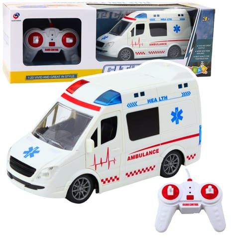 ⁨Karetka Ambulans Zdalnie Sterowany RC Światła Dźwięki 1:20 Biały⁩ w sklepie Wasserman.eu