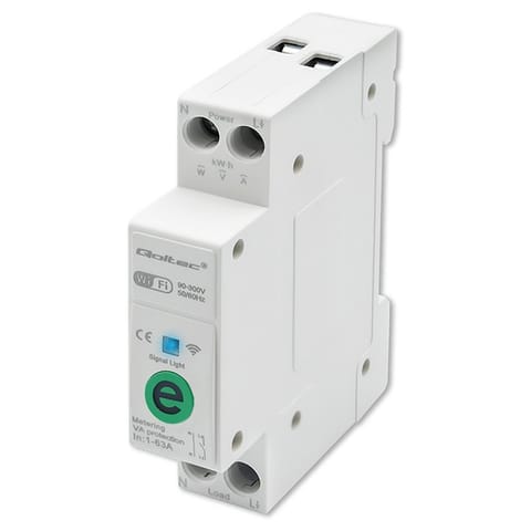 WiFi DIN rail relay with electricity meter 63A at Wasserman.eu