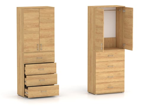 Szafa na ubrania z drążkiem Pola 215 - 4 szuflady 60 / 70 / 80 cm Hikora Naturalna w sklepie Wasserman.eu