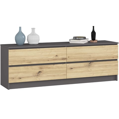 ⁨KOMODA K160 4SZ CLP PK GRAFIT SZARY / DĄB ARTISAN⁩ w sklepie Wasserman.eu