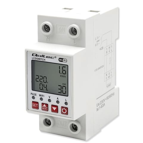 WiFi DIN rail relay with electricity meter 63A at Wasserman.eu