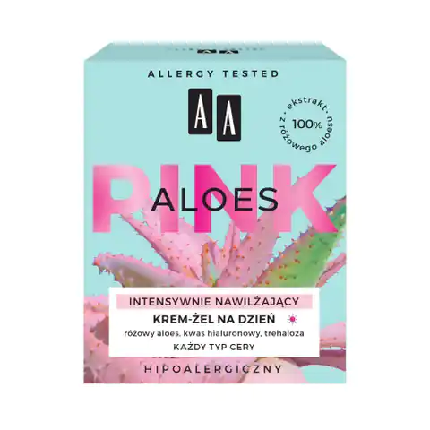 ⁨AA Aloes Pink krem intensywnie nawilżający żelowy na dzień 50 ml⁩ w sklepie Wasserman.eu