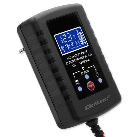 ⁨Automatyczna ładowarka do akumulatora AGM GEL STD 6V/12V | 2A |  Prostownik z funkcją naprawy i wyświetlaczem LED⁩ w sklepie Wasserman.eu
