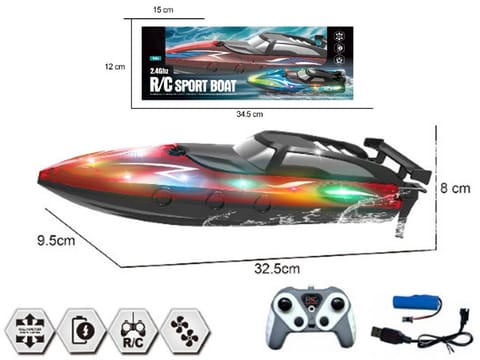 ⁨Motorówka 2,4 G, R/C ładowarka USB, świecąca⁩ w sklepie Wasserman.eu